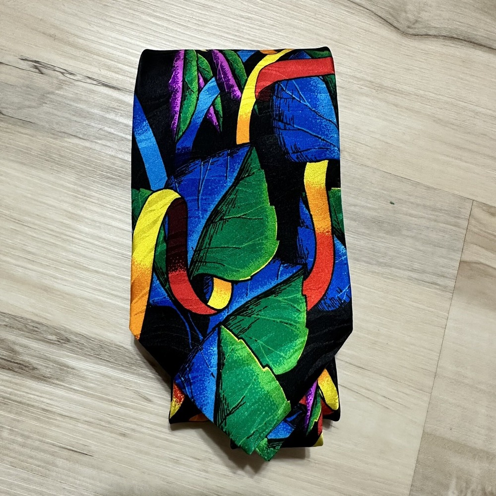 Vintage Rush Limbaugh Mens Neck Tie Colorful Floral 90s